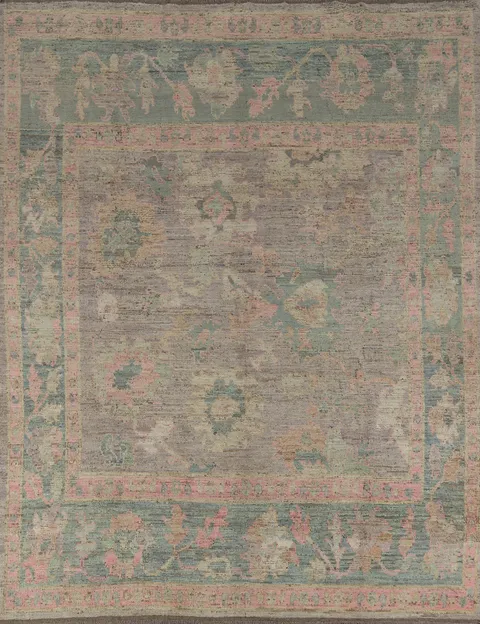 Vegetable Dye Purple Oushak Turkish Area Rug 8x10