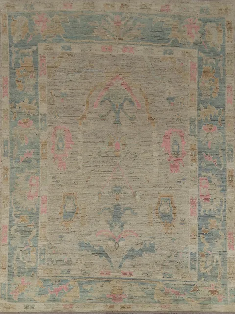 Earth Tone Wool Oushak Vegetable Dye Area Rug 8x10