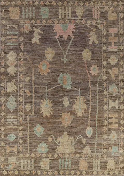 All-Over Wool Oushak Vegetable Dye Area Rug 9x12