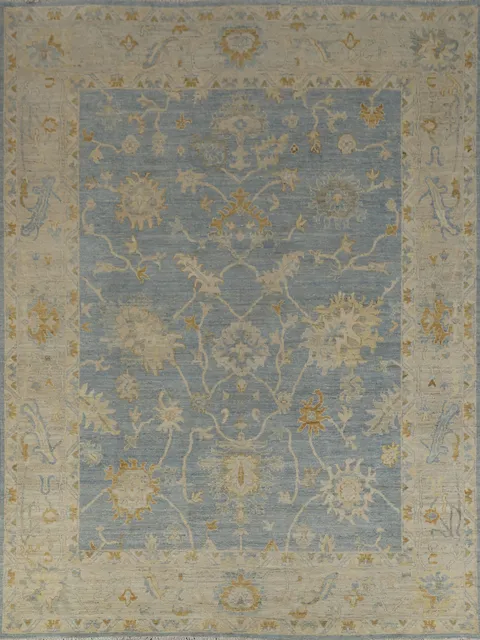 Handmade Blue Oushak Vegetable Dye Area Rug 8x10