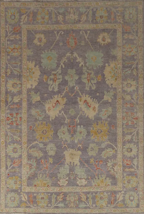 Vegetable Dye Purple Oushak Turkish Area Rug 8x11