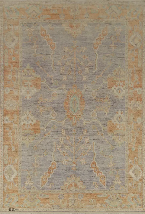 Vegetable Dye Purple Oushak Turkish Area Rug 7x10