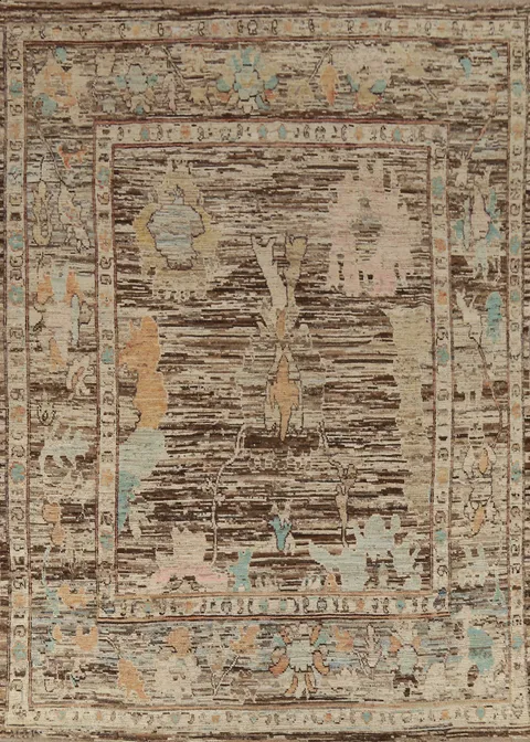Handmade Brown Oushak Vegetable Dye Area Rug 9x11