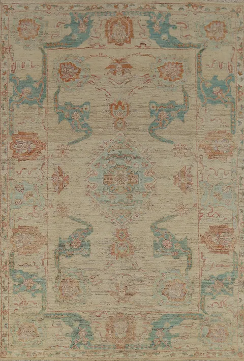 Earth Tone Wool Oushak Vegetable Dye Area Rug 7x10