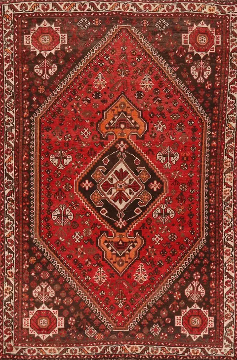 Tribal Geometric Qashqai Persian Area Rug 5x8