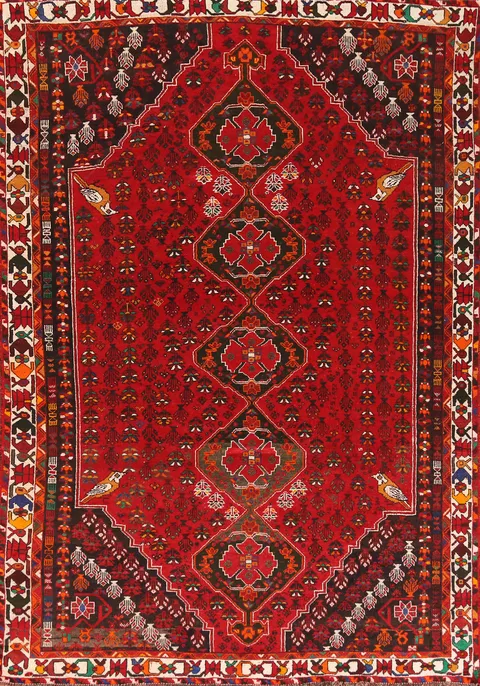 Red Geometric Shiraz Persian Area Rug 7x10
