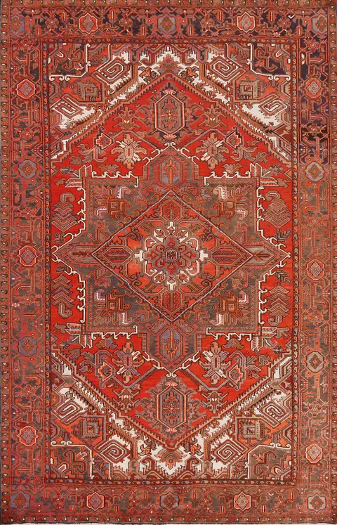 Geometric Heriz Persian Area Rug 7x10
