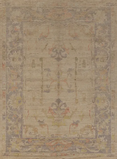 Earth Tone Wool Oushak Turkish Area Rug 8x11