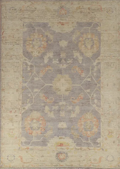 Vegetable Dye Floral Oushak Turkish Area Rug 8x11