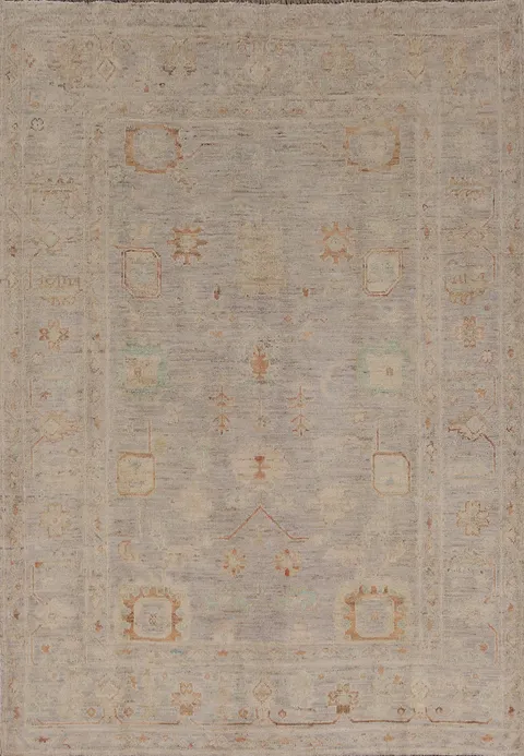 Earth Tone Wool Oushak Turkish Rug 5x7