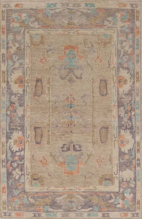 Vegetable Dye Oushak Turkish Area Rug 6x9