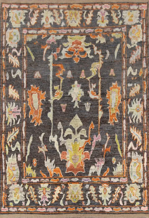 Vegetable Dye Wool Oushak Turkish Area Rug 7x10
