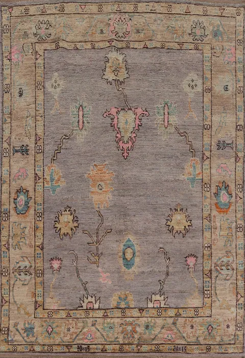 Vegetable Dye Purple Oushak Turkish Area Rug 7x10