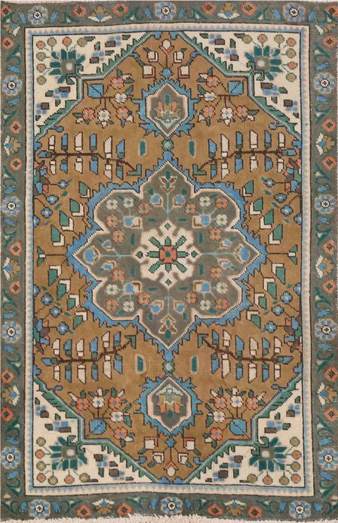 Vintage Wool Tabriz Persian Rug 3x5