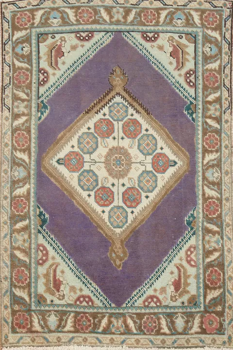 Purple Wool Medallion Tabriz Persian Rug 3x4