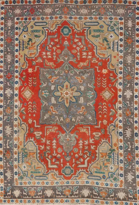 Geometric Wool Tabriz Persian Rug 4x7