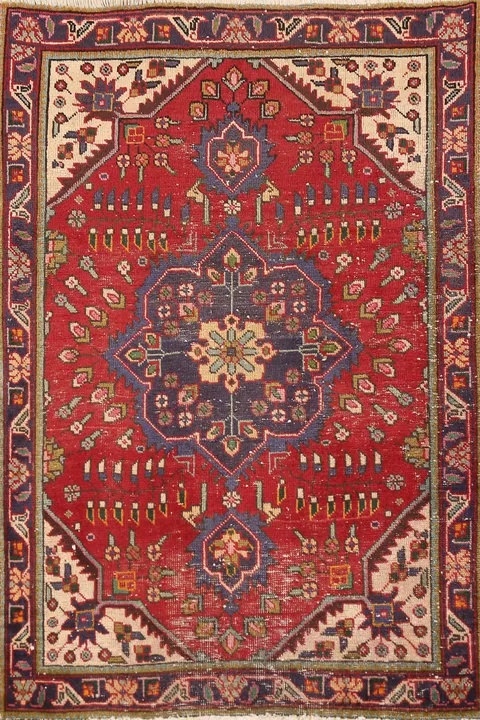 Handmade Red Wool Tabriz Persian Rug 3x5