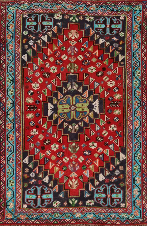 Vintage Wool Shiraz Persian Rug 3x5