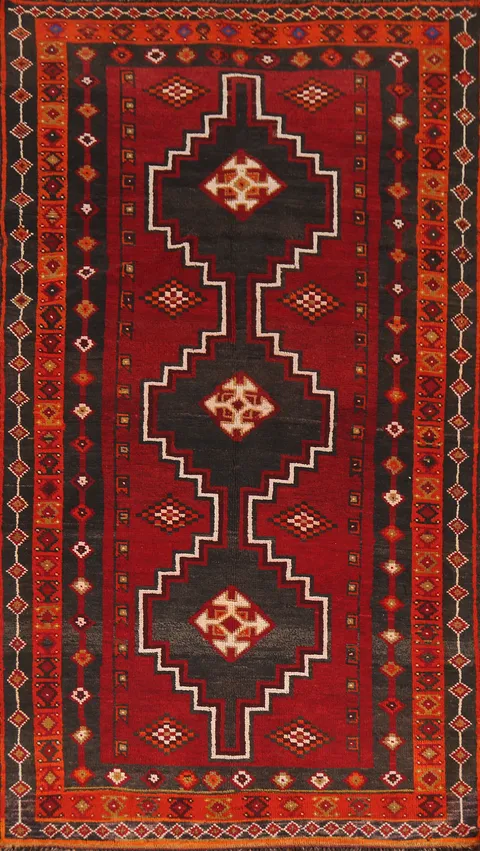 Red Geometric Shiraz Persian Rug 4x8