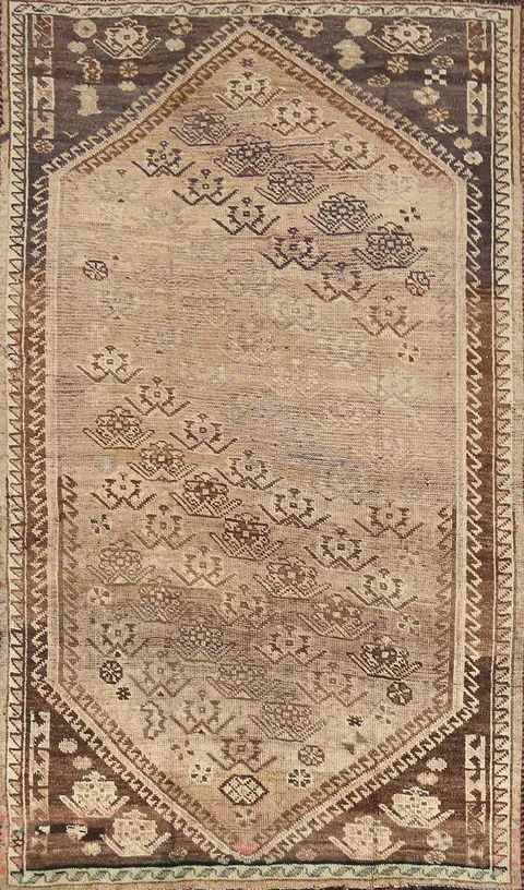 Antique Vegetable Dye Qashqai Persian Rug 4x8