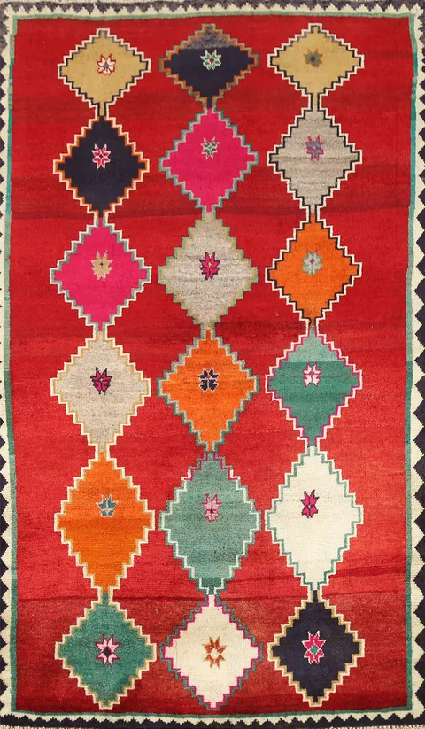 Geometric Gabbeh Persian Rug 4x6