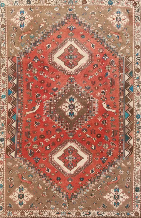 Tribal Wool Geometric Shiraz Persian Area Rug 7x10