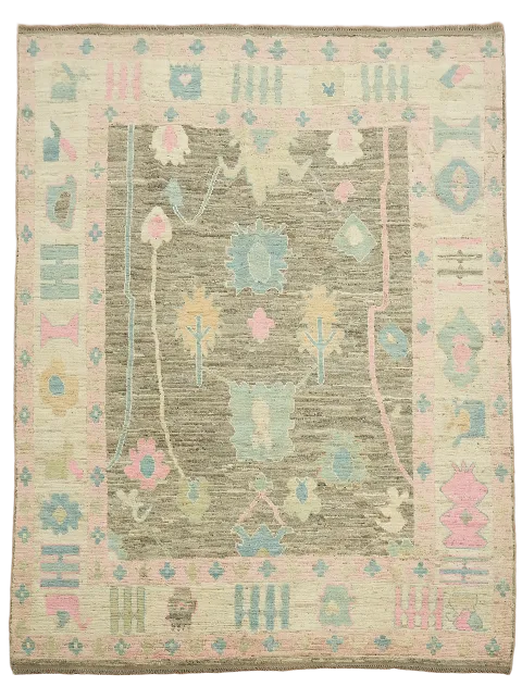 Vegetable Dye Oushak Turkish Area Rug 9x12