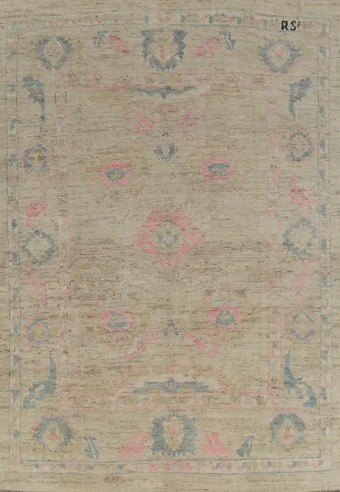 Earth Tone Wool Oushak Vegetable Dye Area Rug 7x10