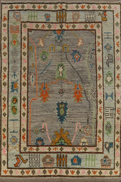 Handmade Gray Oushak Vegetable Dye Area Rug 7x10
