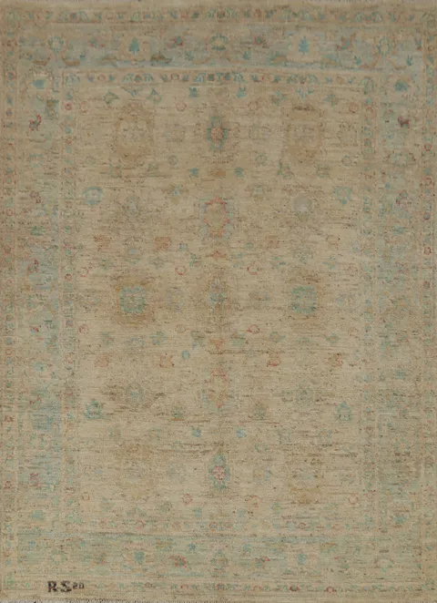 Vegetable Dye Oushak Turkish Rug 5x7