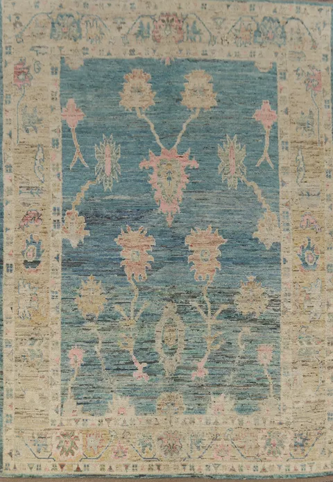 Handmade Blue Oushak Vegetable Dye Area Rug 7x10