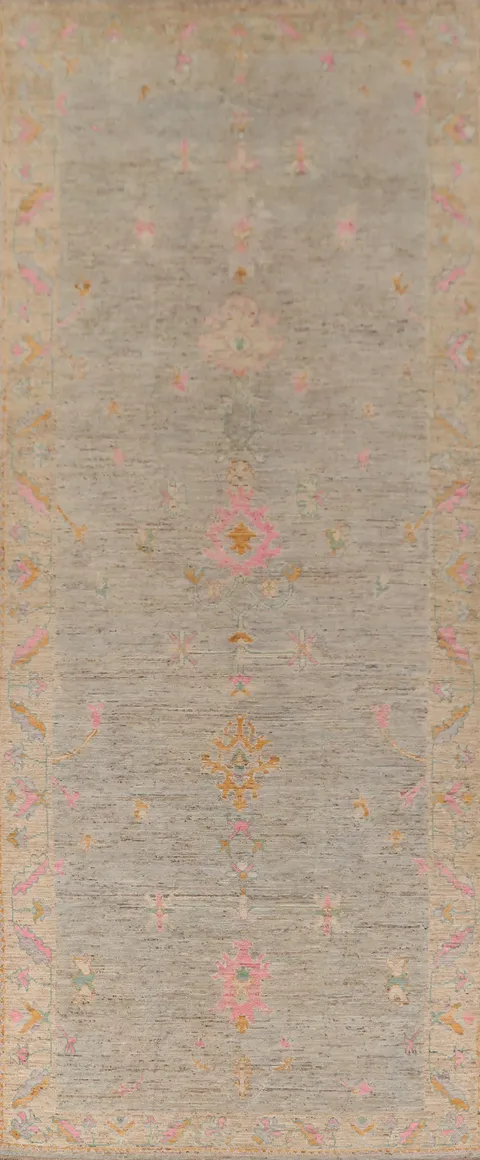 Vegetable Dye Oushak Turkish Large Rug 7x19