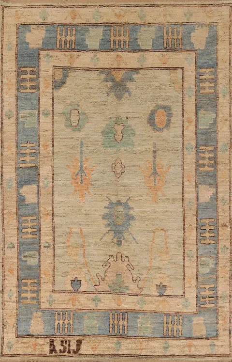 Vegetable Dye Oushak Turkish Area Rug 6x10