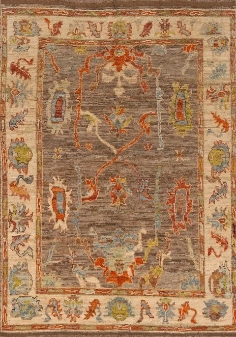 Handmade Brown Oushak Turkish Area Rug 6x8