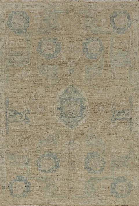 Earth Tone Wool Oushak Vegetable Dye Rug 4x6