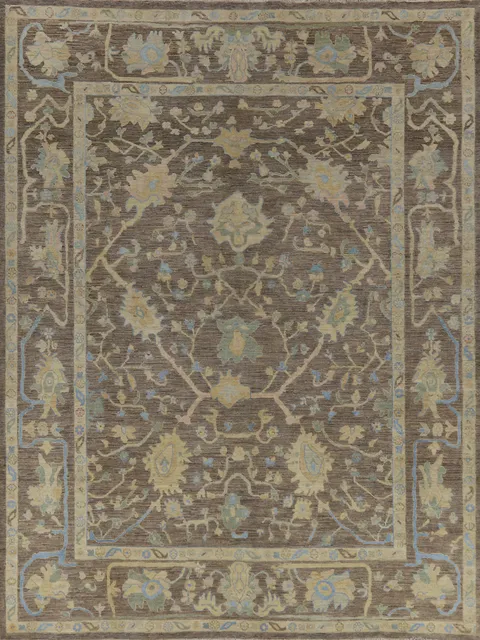 All-Over Floral Oushak Vegetable Dye Area Rug 9x12