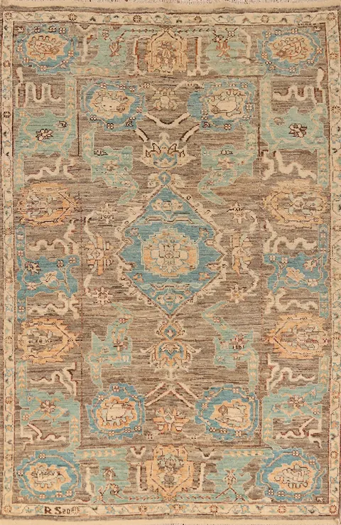 Handmade Brown Oushak Vegetable Dye Area Rug 7x10