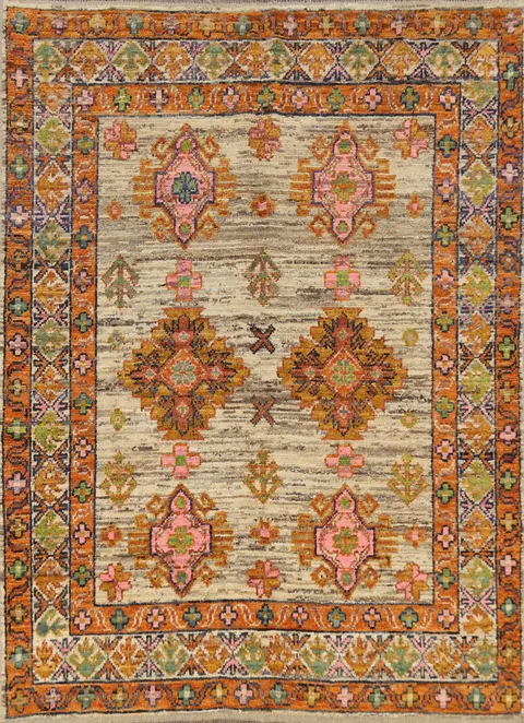 Vegetable Dye Oushak Turkish Area Rug 6x8