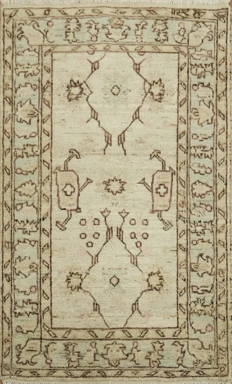 Earth Tone Wool Oushak Vegetable Dye Rug 3x5