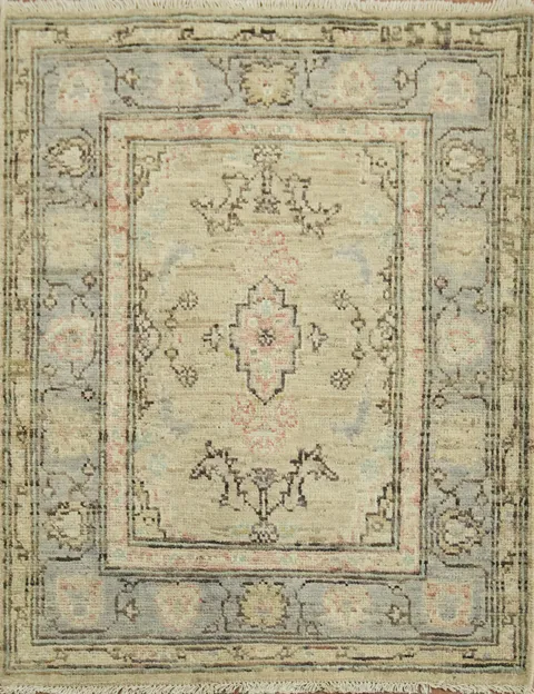 Vegetable Dye Oushak Turkish Accent Rug 3x4