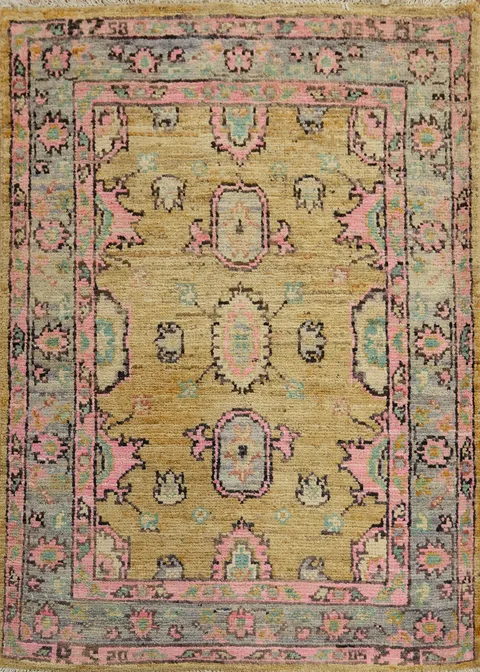 Vegetable Dye Oushak Turkish Accent Rug 3x4