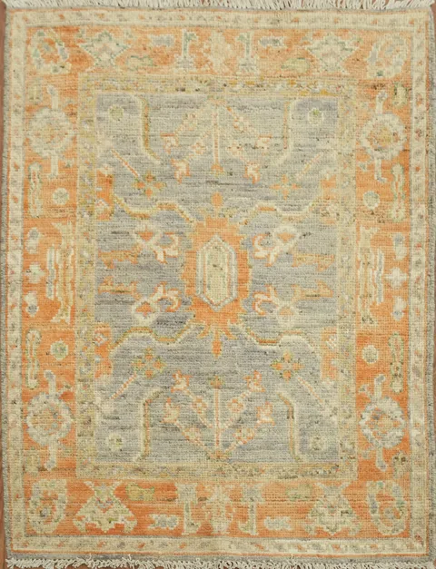 Vegetable Dye Oushak Turkish Rug 3x4
