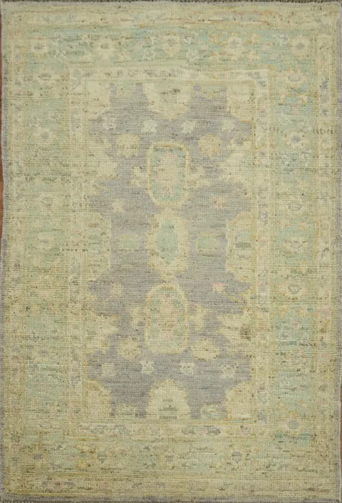 Vegetable Dye Wool Oushak Turkish Rug 3x5