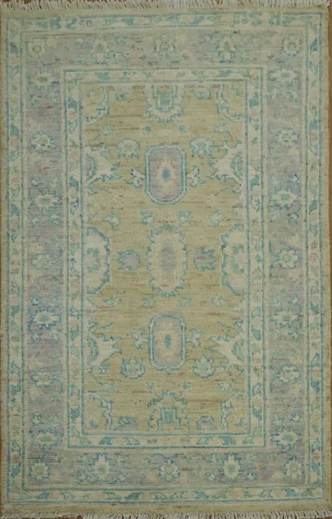 Vegetable Dye Oushak Turkish Rug 3x5