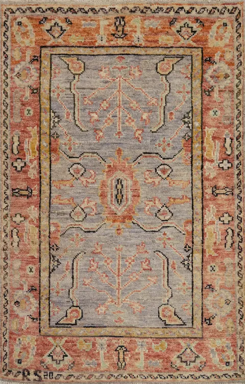 Vegetable Dye Oushak Turkish Rug 3x5