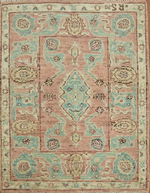 Vegetable Dye Oushak Turkish Accent Rug 3x4