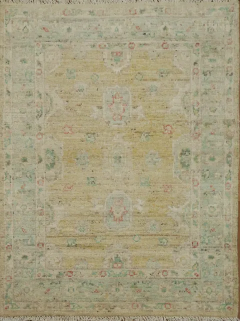 Vegetable Dye Gold Oushak Turkish Rug 3x4