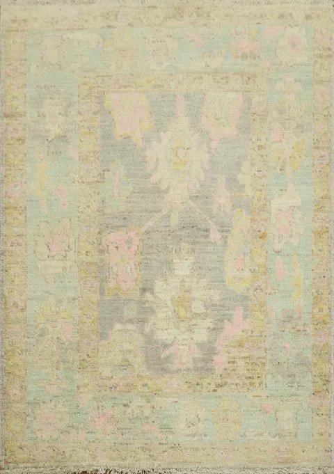 Vegetable Dye Oushak Turkish Accent Rug 3x4