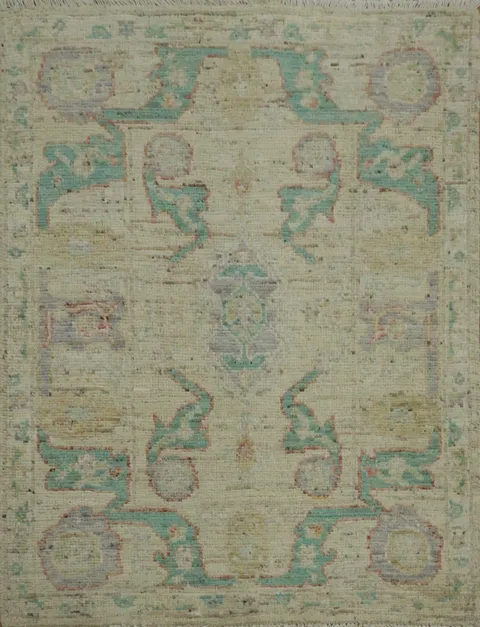 Earth Tone Wool Oushak Vegetable Dye Rug 3x4