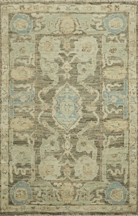 Vegetable Dye Oushak Turkish Foyer Rug 3x5